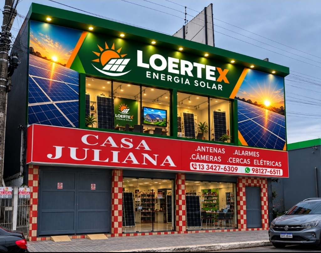 Fachada da Loertex Energia Solar em Itanhaém